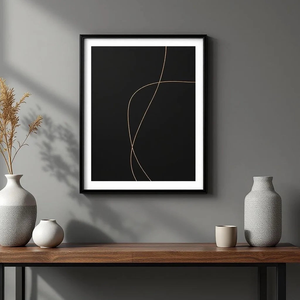 Abstract Line Art Print in Warm Black