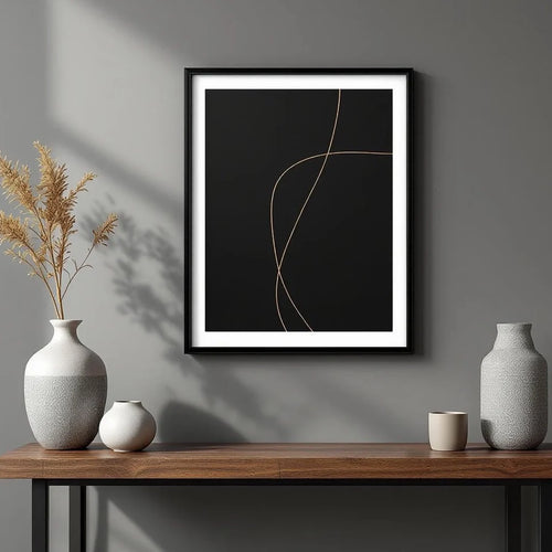 Abstract Line Art Print in Warm Black