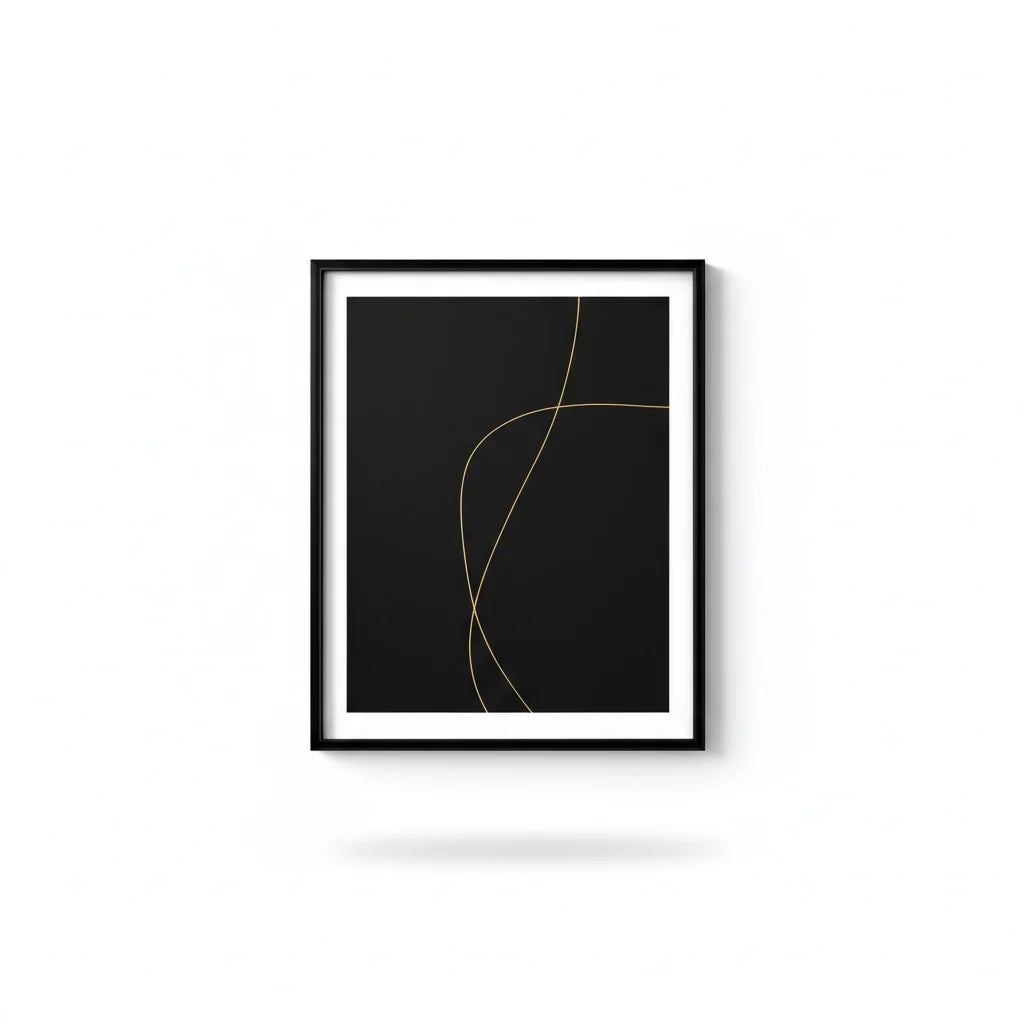 Abstract Line Art Print in Warm Black