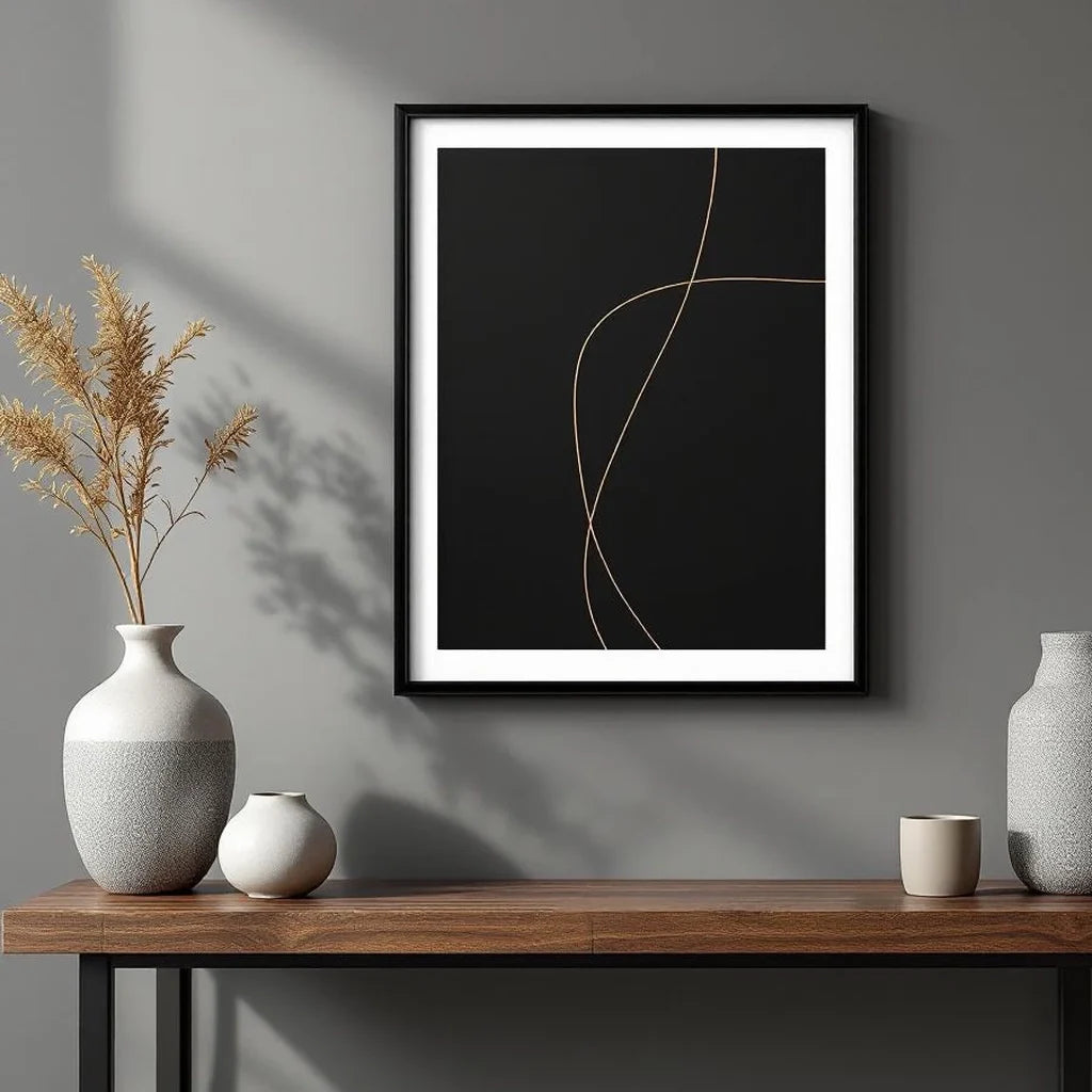 Abstract Line Art Print in Warm Black