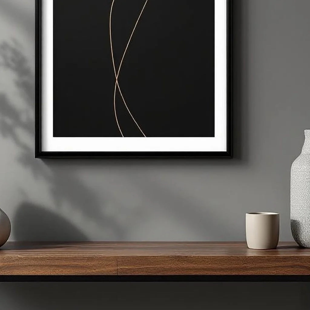 Abstract Line Art Print in Warm Black