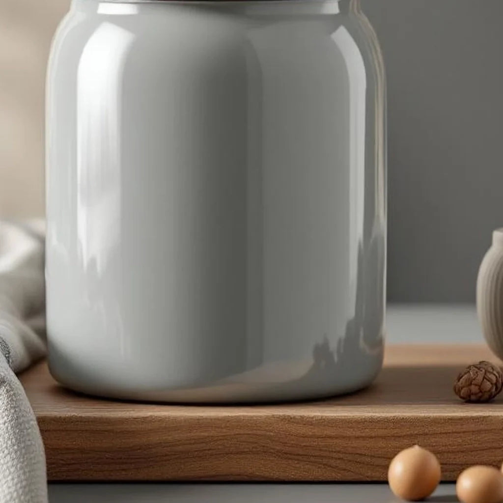 Ceramic Decorative Jar with Lid in Fog Gray