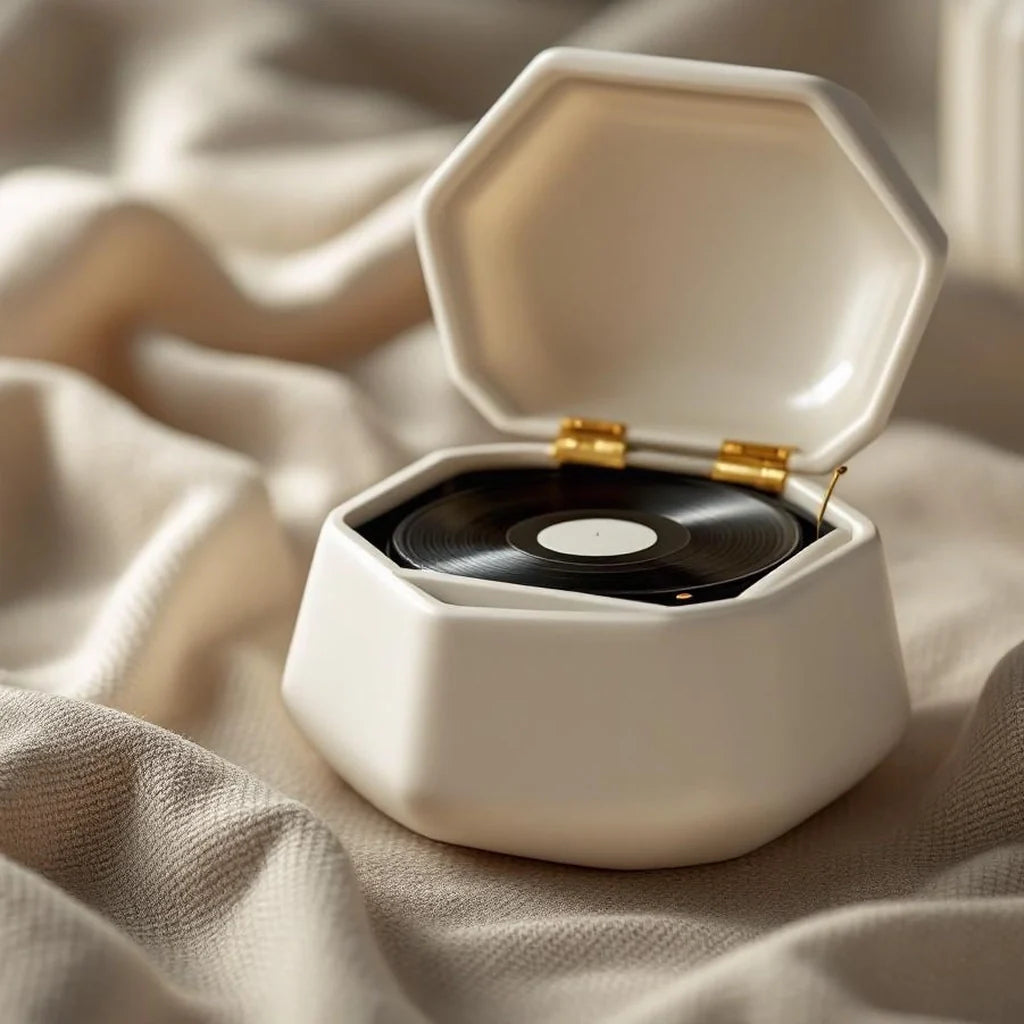Ceramic Music Box with Matte Ivory Finish