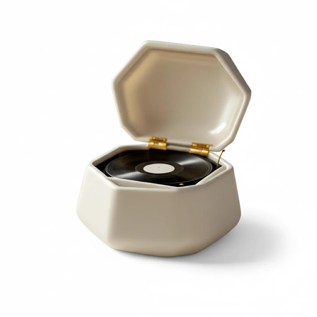 Ceramic Music Box with Matte Ivory Finish