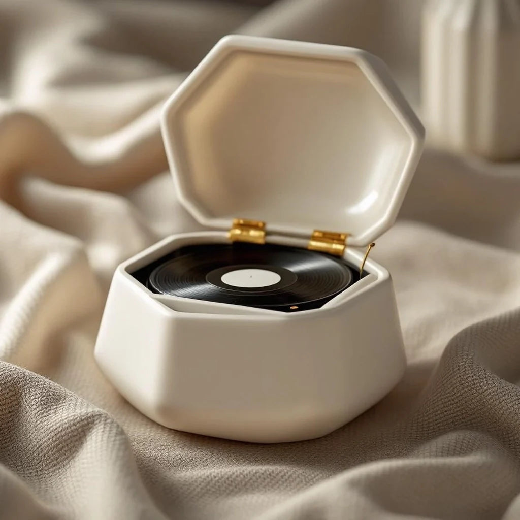 Ceramic Music Box with Matte Ivory Finish
