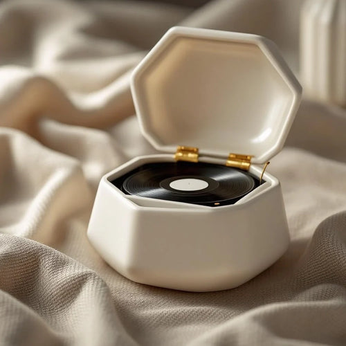 Ceramic Music Box with Matte Ivory Finish