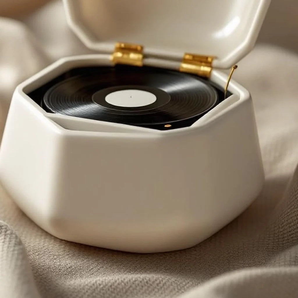 Ceramic Music Box with Matte Ivory Finish