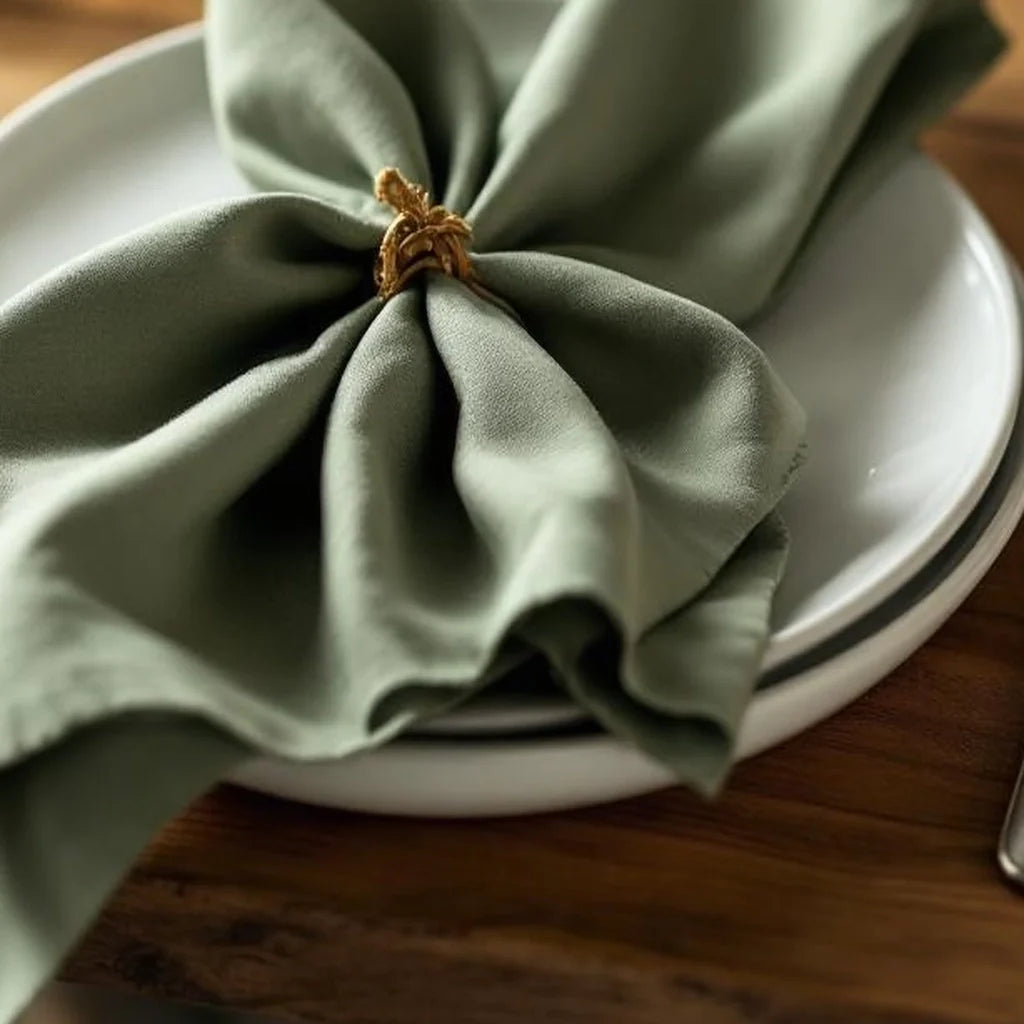 Cotton Cloth Napkins Set in Soft Olive