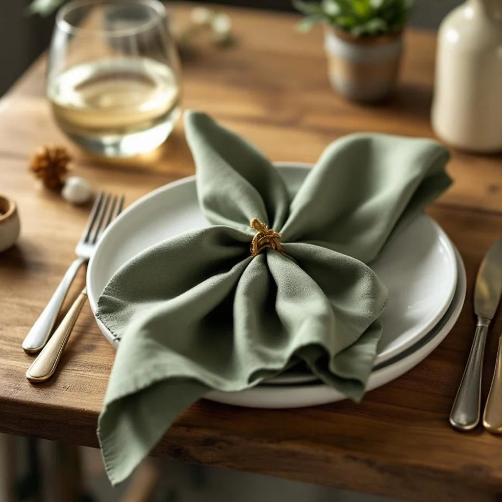 Cotton Cloth Napkins Set in Soft Olive