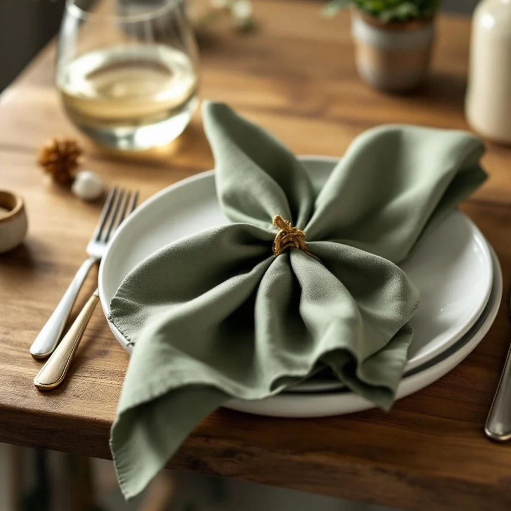 Cotton Cloth Napkins Set in Soft Olive