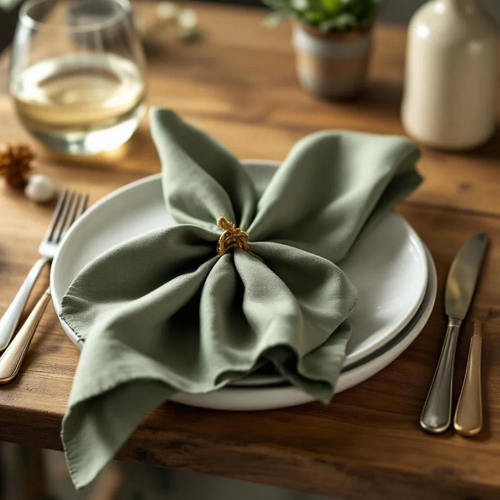 Cotton Cloth Napkins Set in Soft Olive