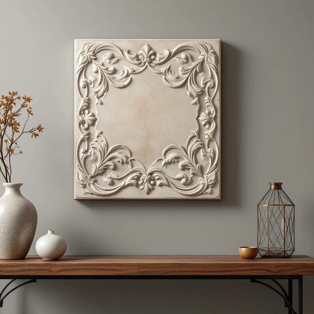 Decorative Plaque in Carved Limestone Look