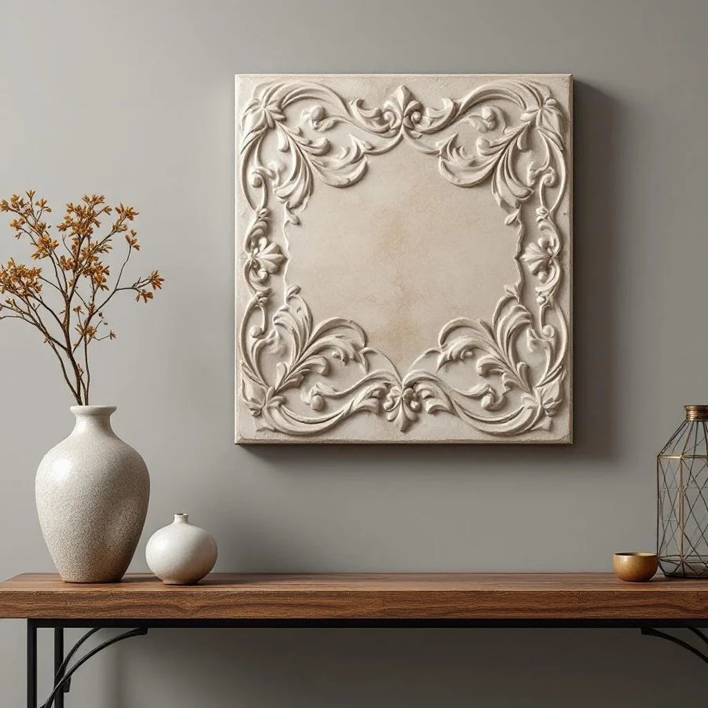 Decorative Plaque in Carved Limestone Look