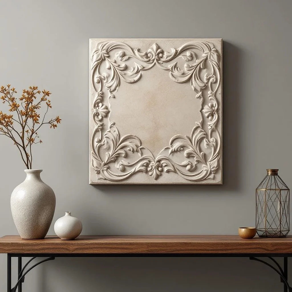 Decorative Plaque in Carved Limestone Look