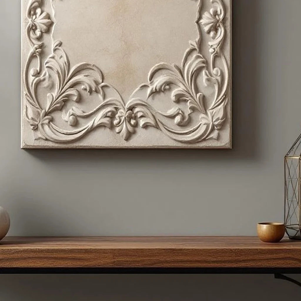 Decorative Plaque in Carved Limestone Look