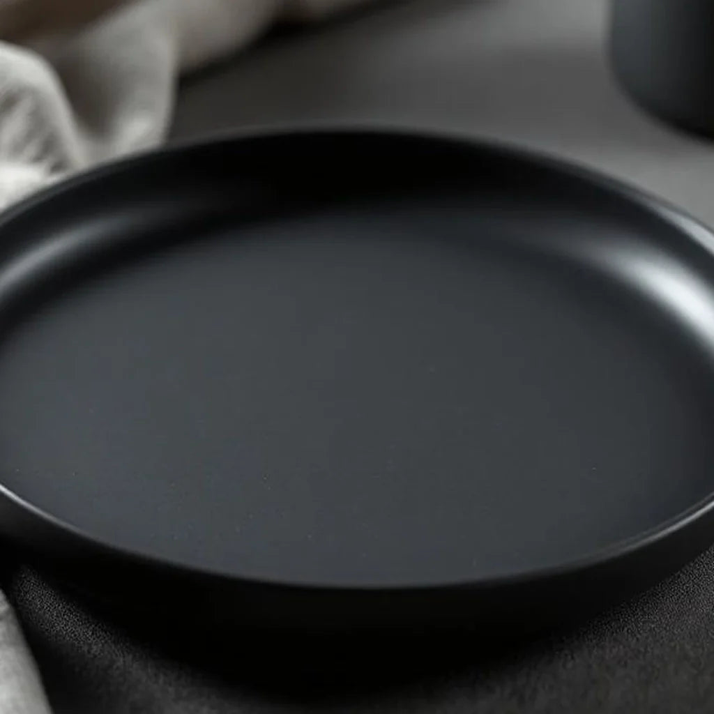 Decorative Stoneware Plate in Matte Charcoal