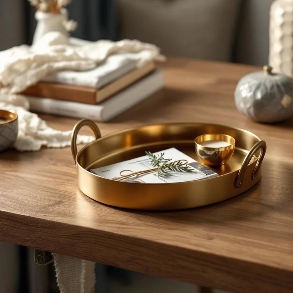 Decorative Tray in Brushed Brass Oval
