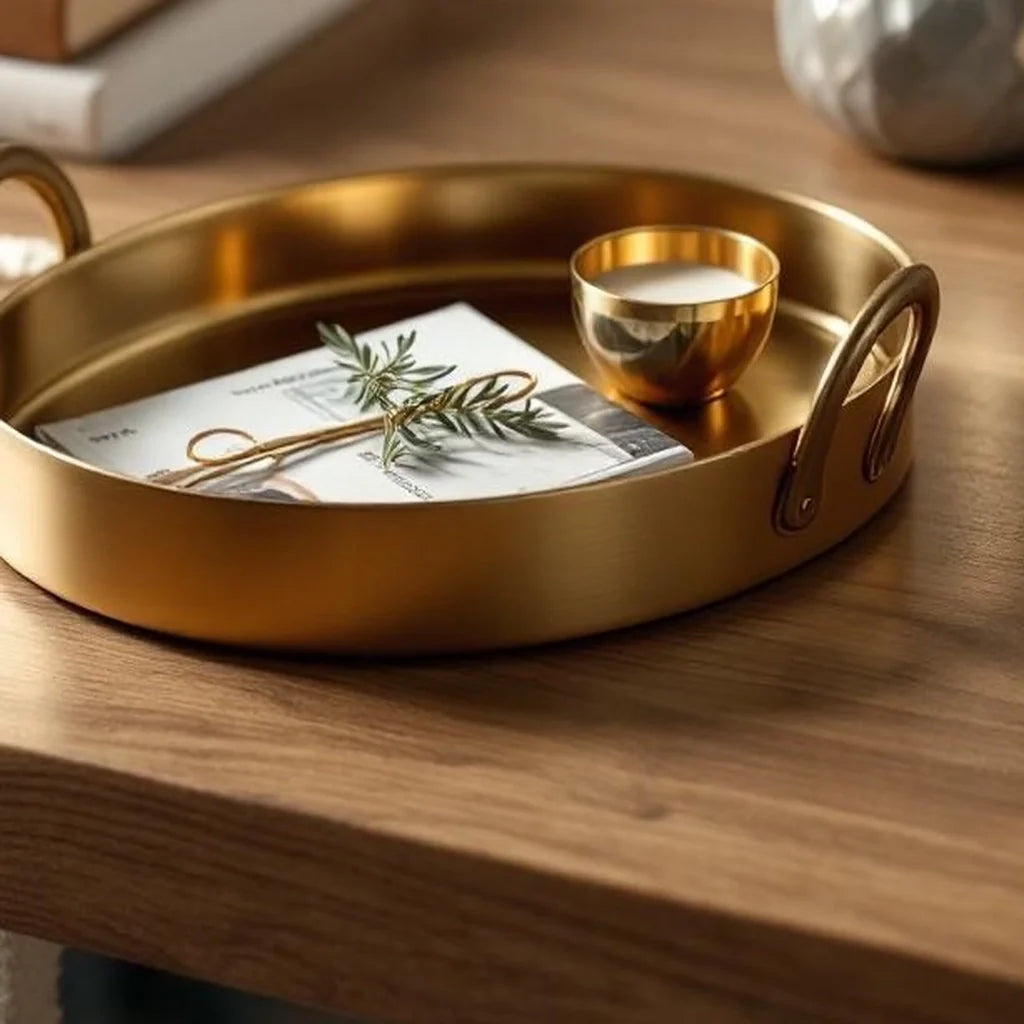 Decorative Tray in Brushed Brass Oval