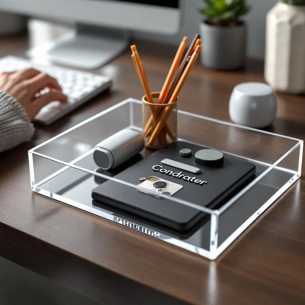 Desk Organizer Tray in Clear Acrylic