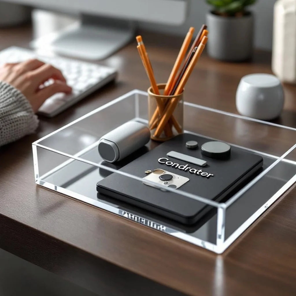 Desk Organizer Tray in Clear Acrylic
