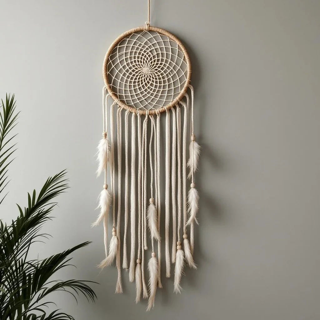 Dreamcatcher Wall Hanging in Natural Cotton