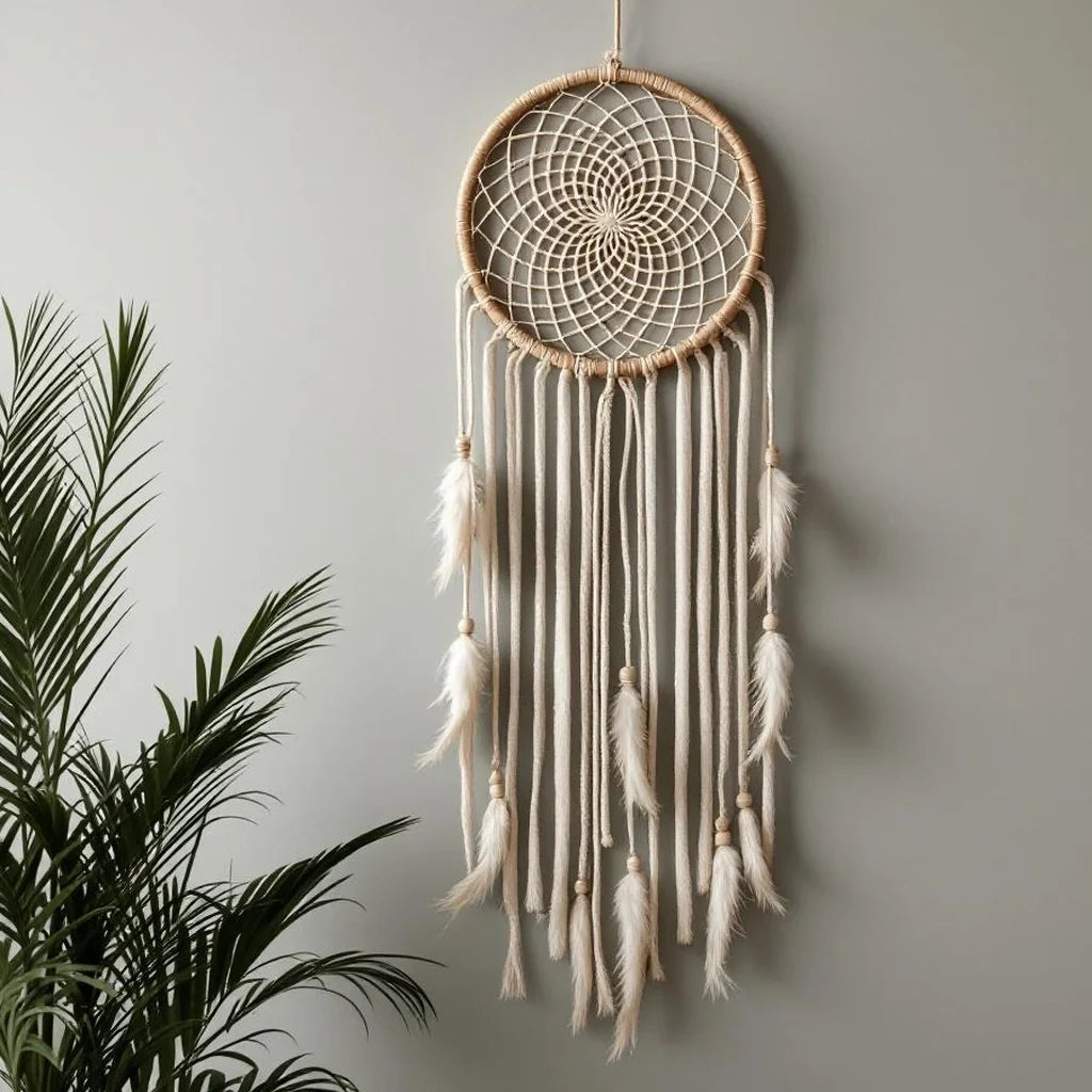 Dreamcatcher Wall Hanging in Natural Cotton