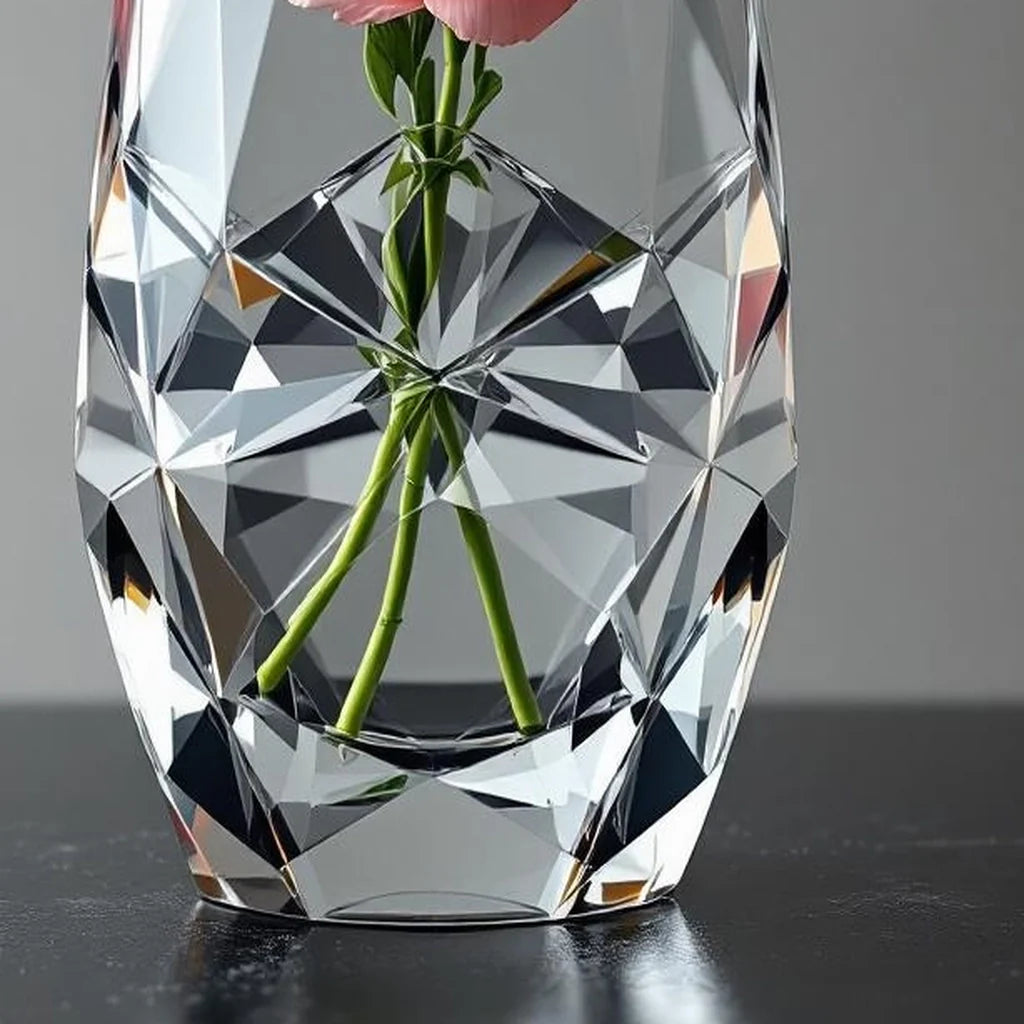 Faceted Crystal Vase in Clear Optical Glass