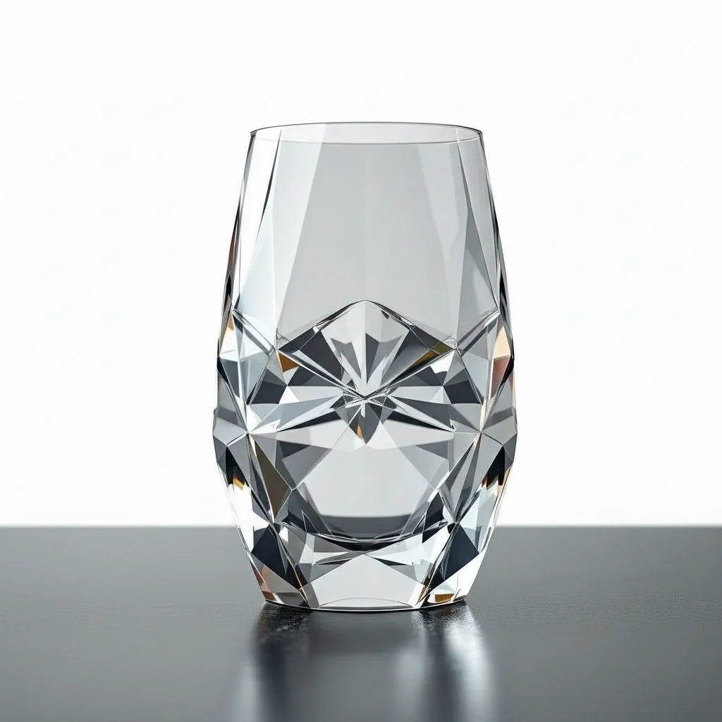 Faceted Crystal Vase in Clear Optical Glass