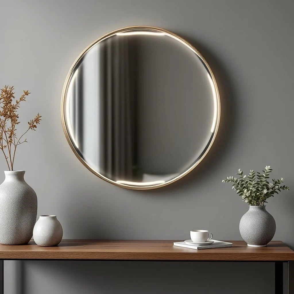 Framed Mirror in Thin Brushed Nickel