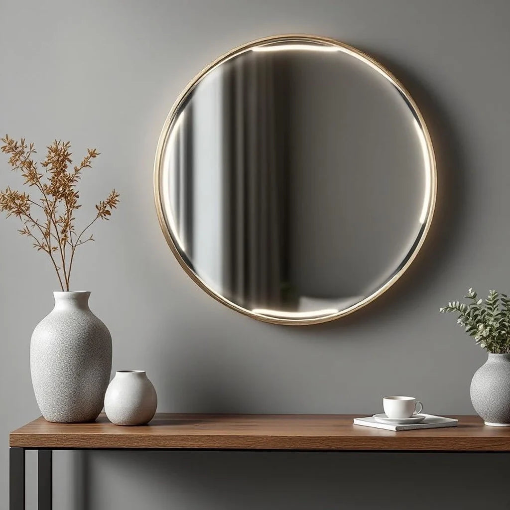 Framed Mirror in Thin Brushed Nickel