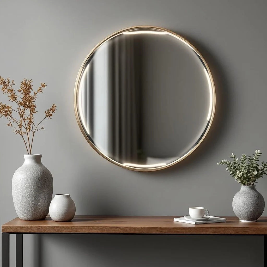 Framed Mirror in Thin Brushed Nickel