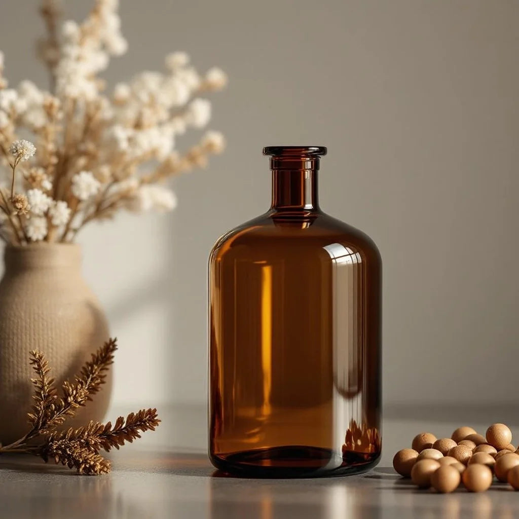 Glass Decorative Bottle with Amber Tint