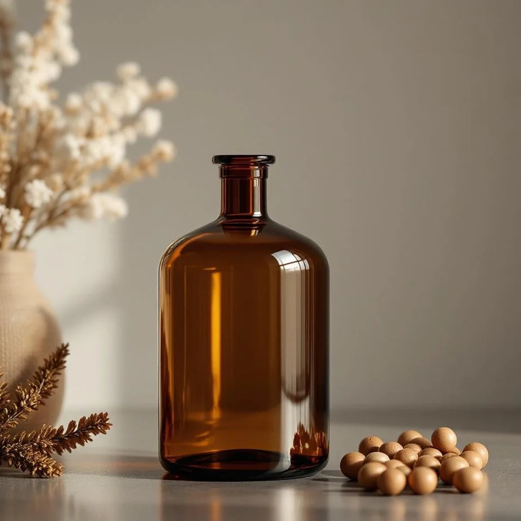 Glass Decorative Bottle with Amber Tint