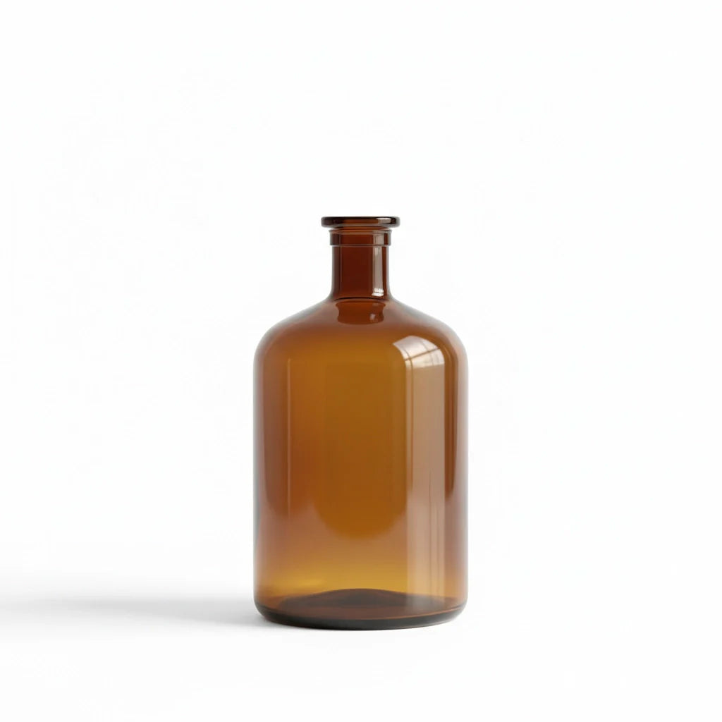 Glass Decorative Bottle with Amber Tint