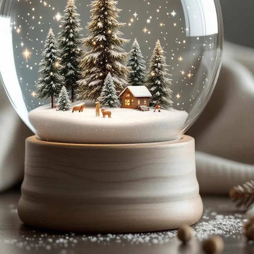 Glass Snow Globe with Neutral Winter Scene