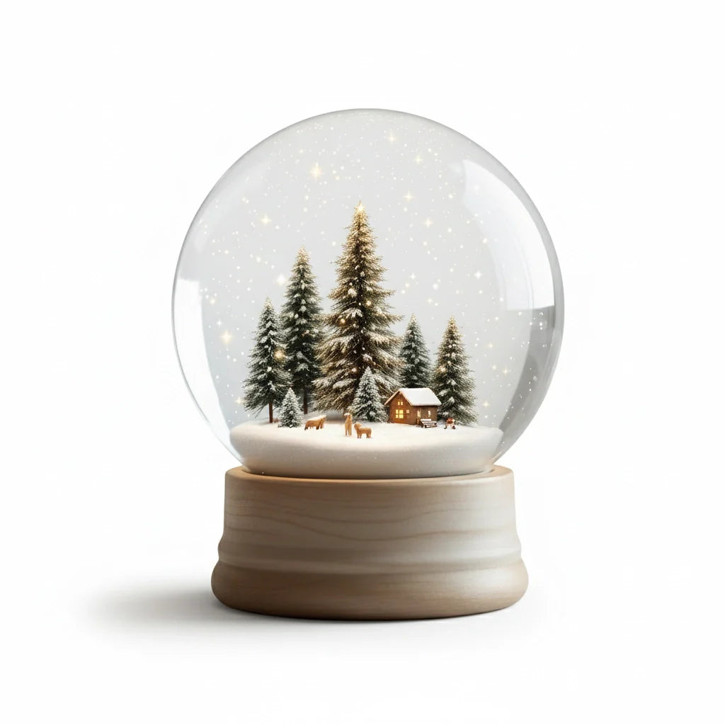 Glass Snow Globe with Neutral Winter Scene