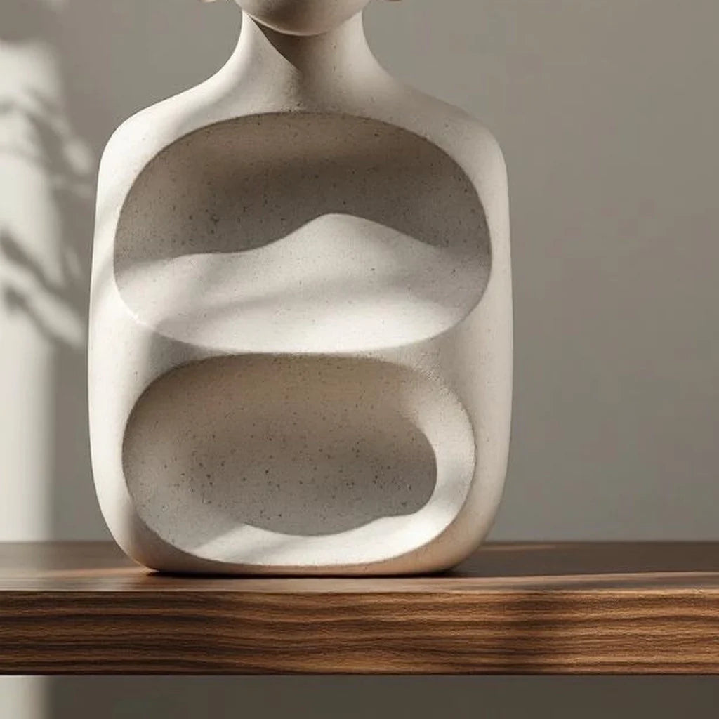 Hand-Carved Stone Statue in Minimal Form