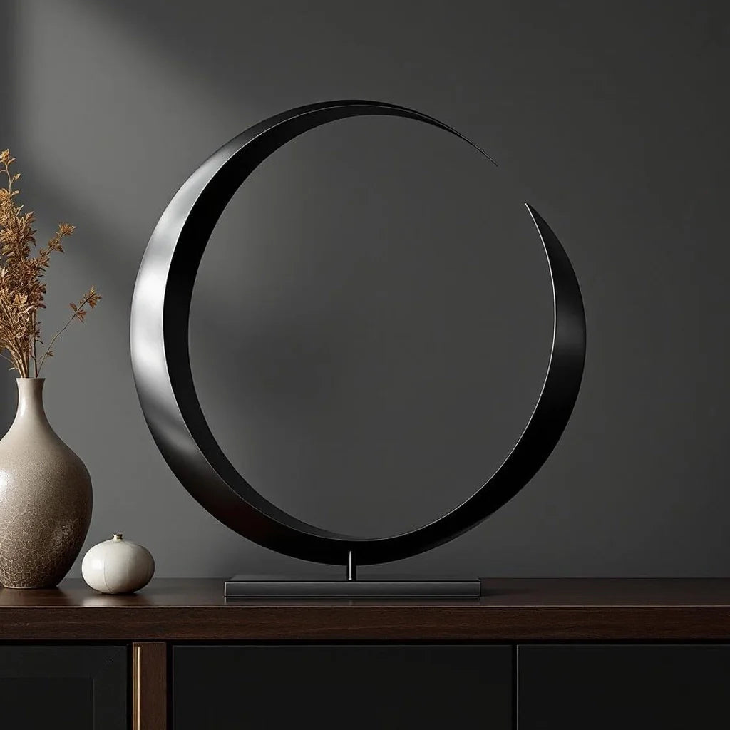 Hand-Forged Steel Sculpture in Balanced Arc