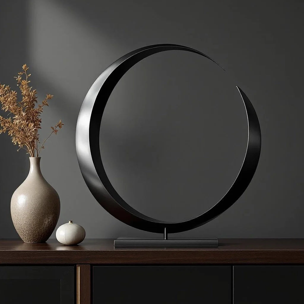 Hand-Forged Steel Sculpture in Balanced Arc