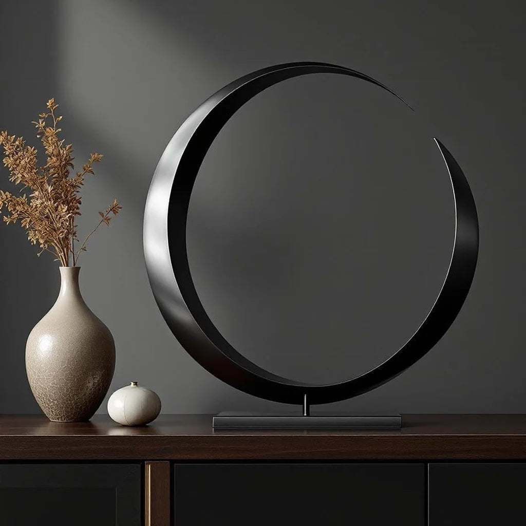 Hand-Forged Steel Sculpture in Balanced Arc