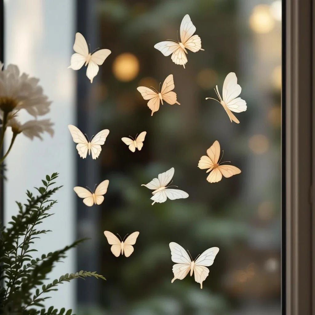 Magnetic Window Butterfly Set in Neutral Tones