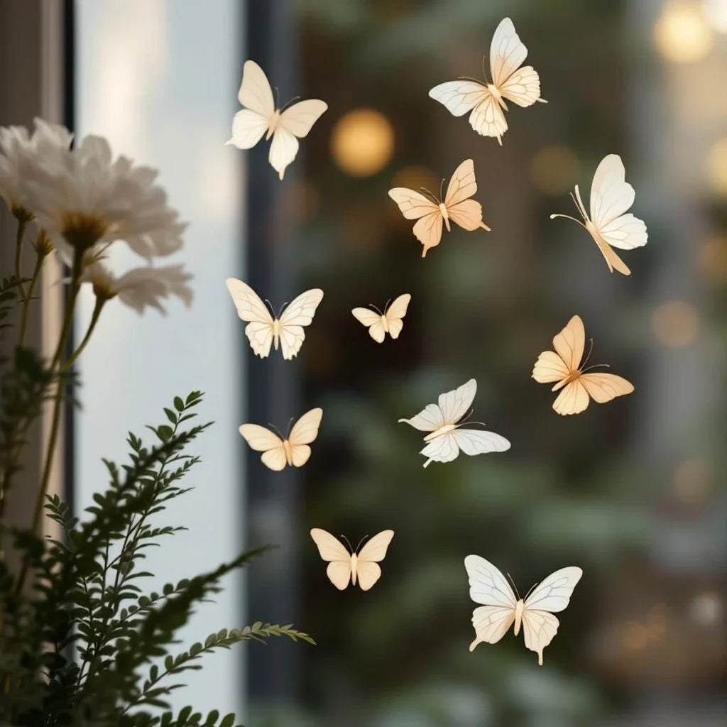 Magnetic Window Butterfly Set in Neutral Tones