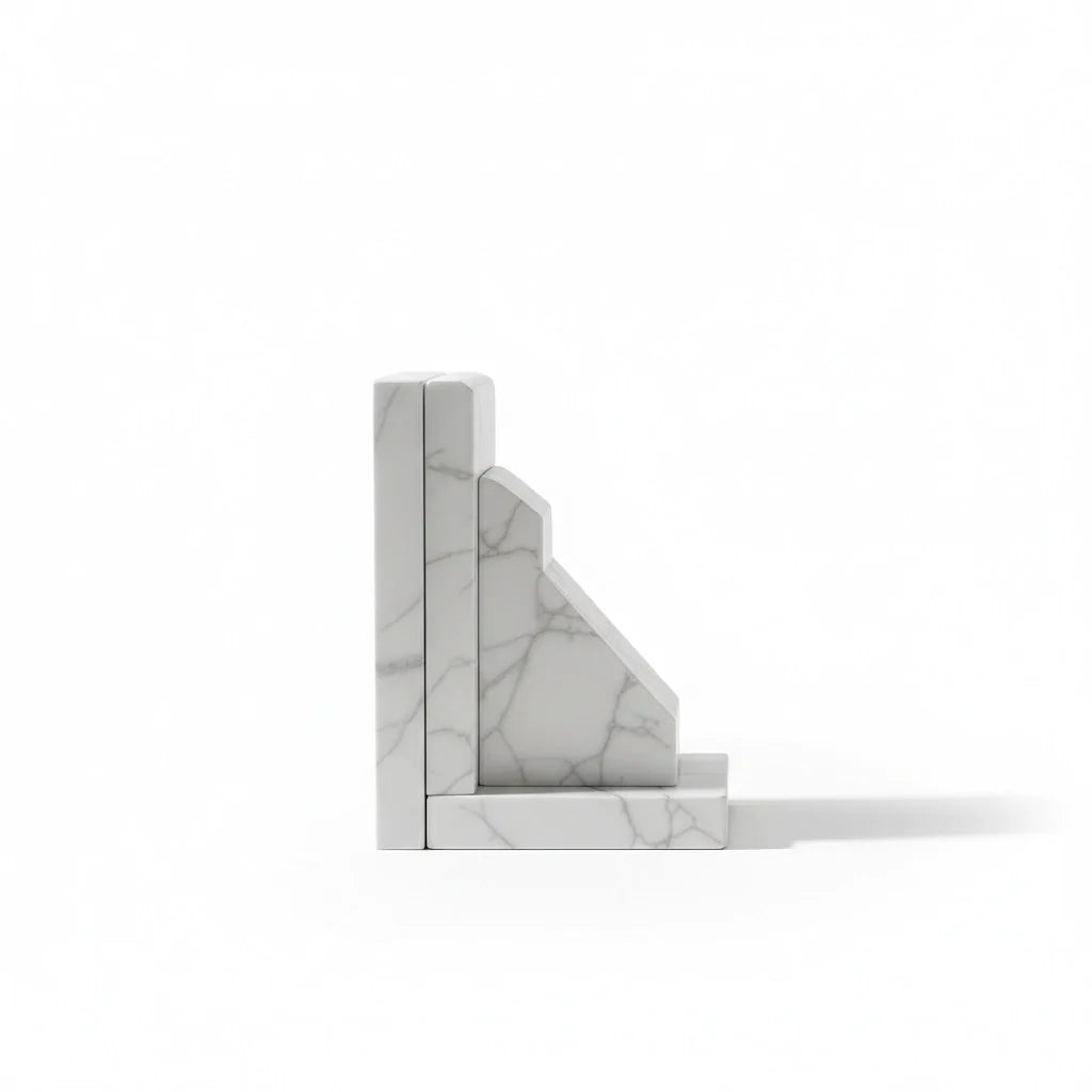 Marble Bookends Set in Soft White Vein
