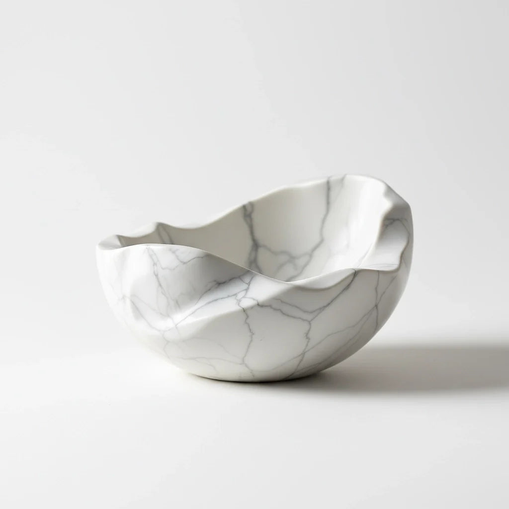 Marble Sculptural Bowl in Cloud White