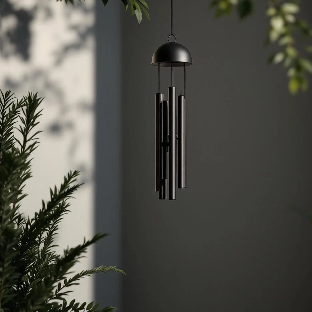 Minimal Wind Chime in Matte Black Aluminum