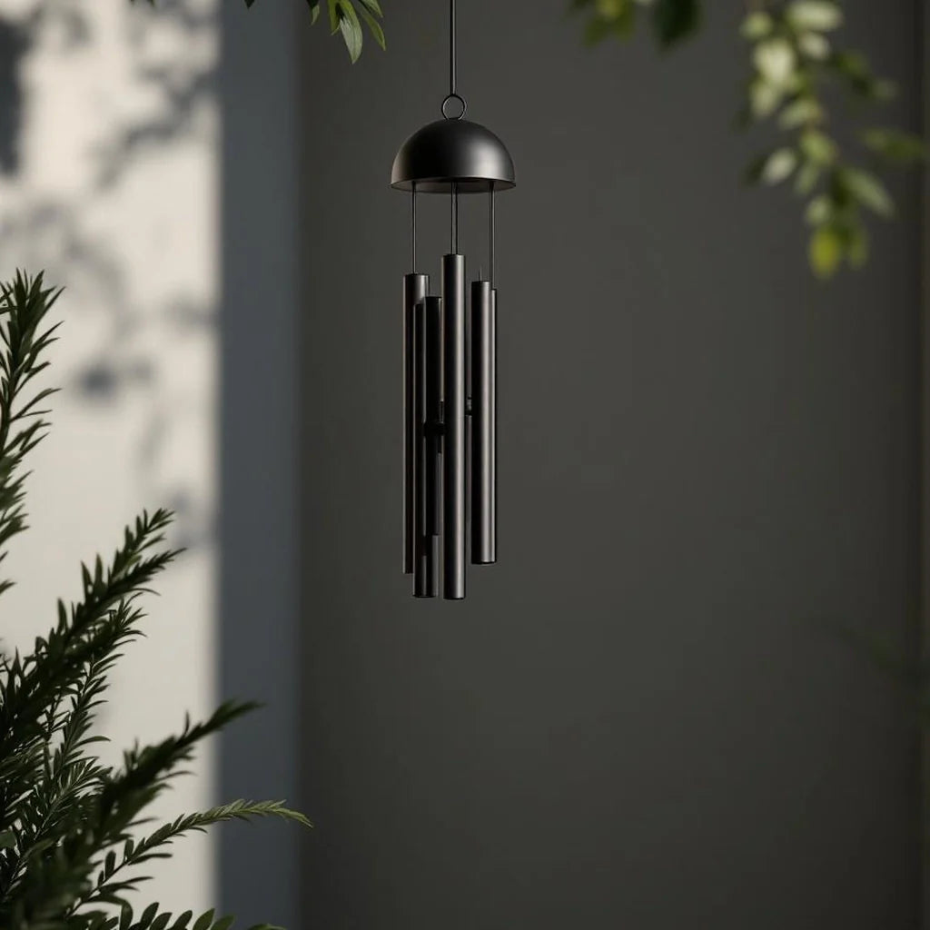 Minimal Wind Chime in Matte Black Aluminum