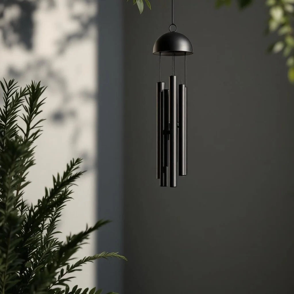 Minimal Wind Chime in Matte Black Aluminum