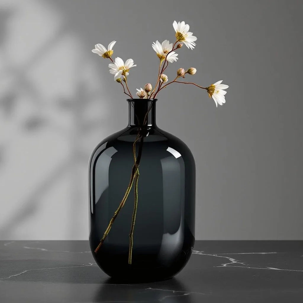 Monumental Glass Vase in Smoke Gray