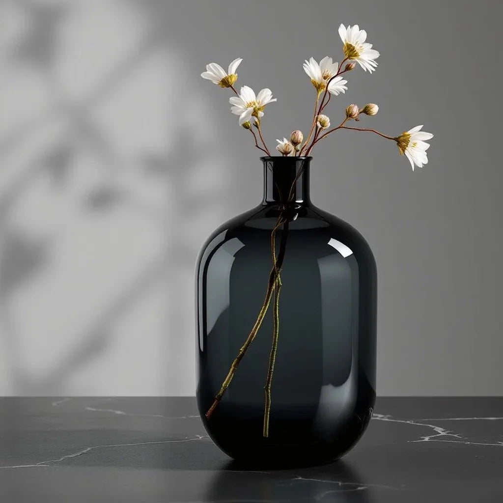 Monumental Glass Vase in Smoke Gray