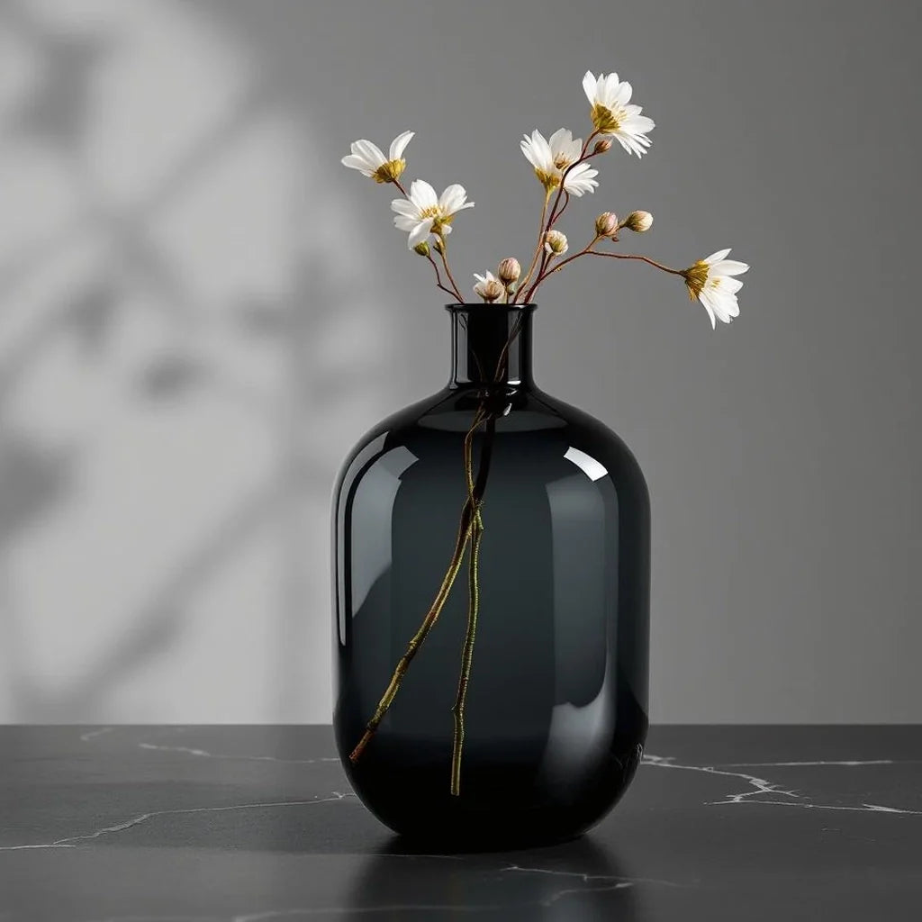 Monumental Glass Vase in Smoke Gray